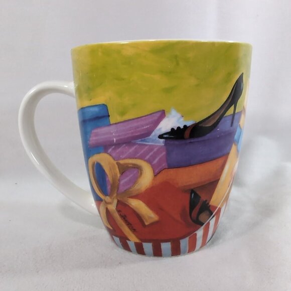 Maxwell Williams Born To Shop Mug Sue Janson 2007 Porcelain Coffee Tea Multi - Picture 2 of 11